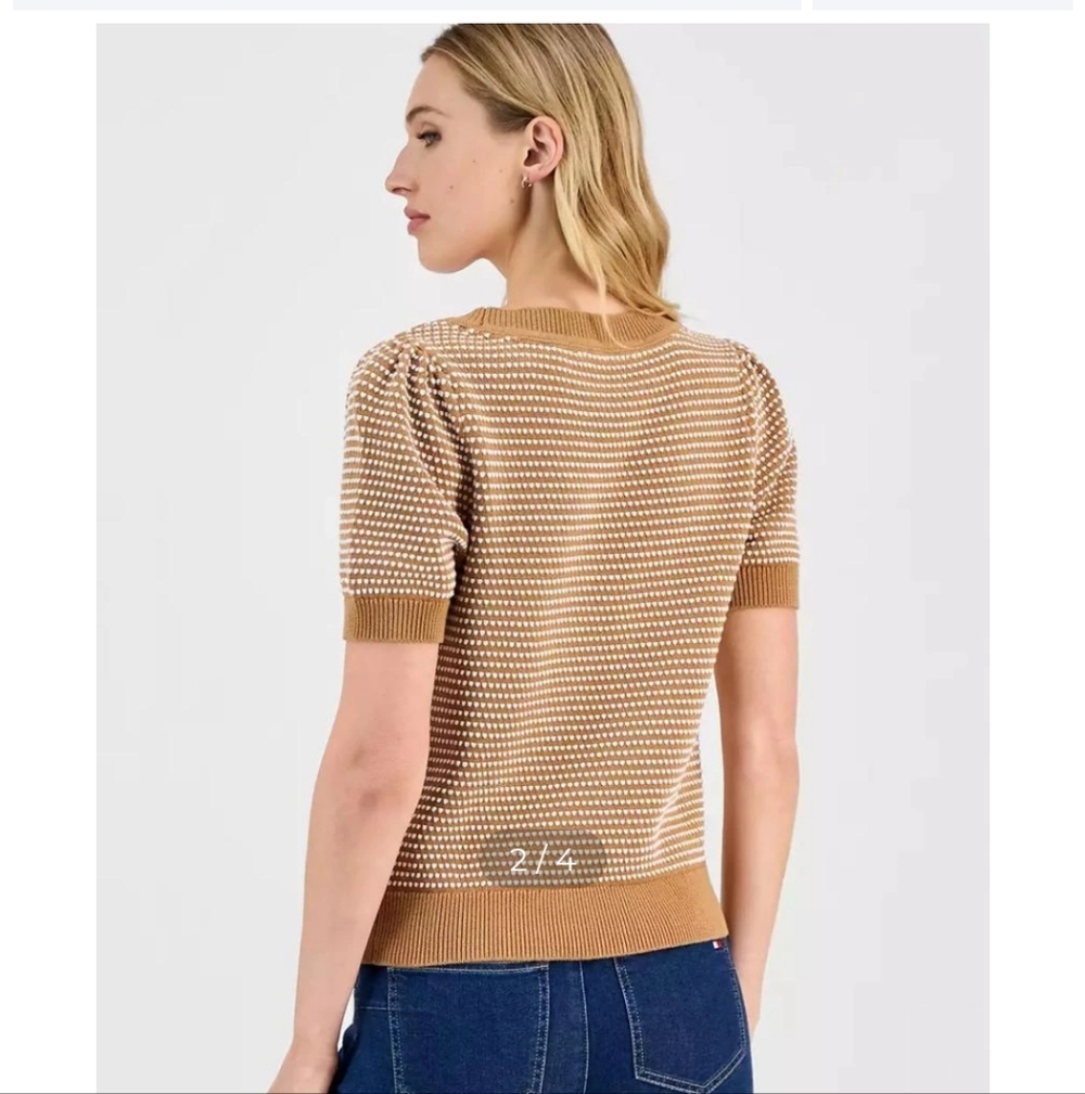 Tommy Hilfiger Women's Brown V-Neck Sweater - Picture 3 of 6